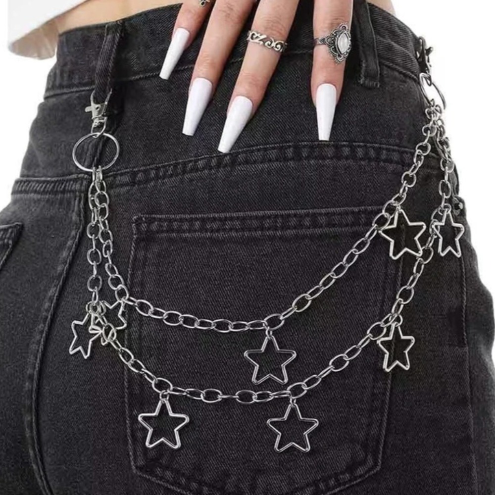 Women'S Fashion Layering - Punk Star Double Layer Waist Chain