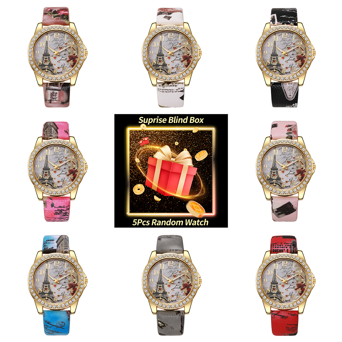 Fashion Women Watch - 5PCS Surprise Mystery Box-Fashion Rhinestone Women