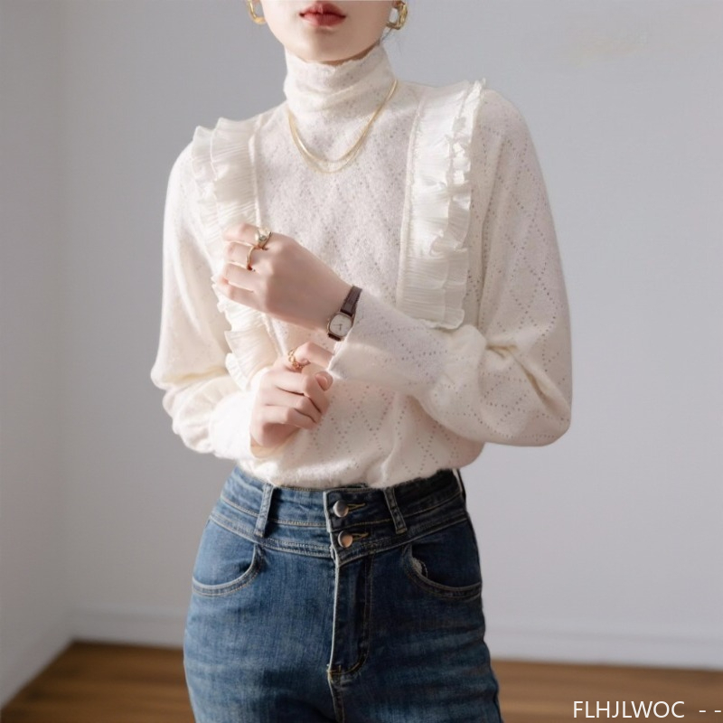 Women'S Fashion Designer Clothes - French Design Turtleneck Tops Blouse New