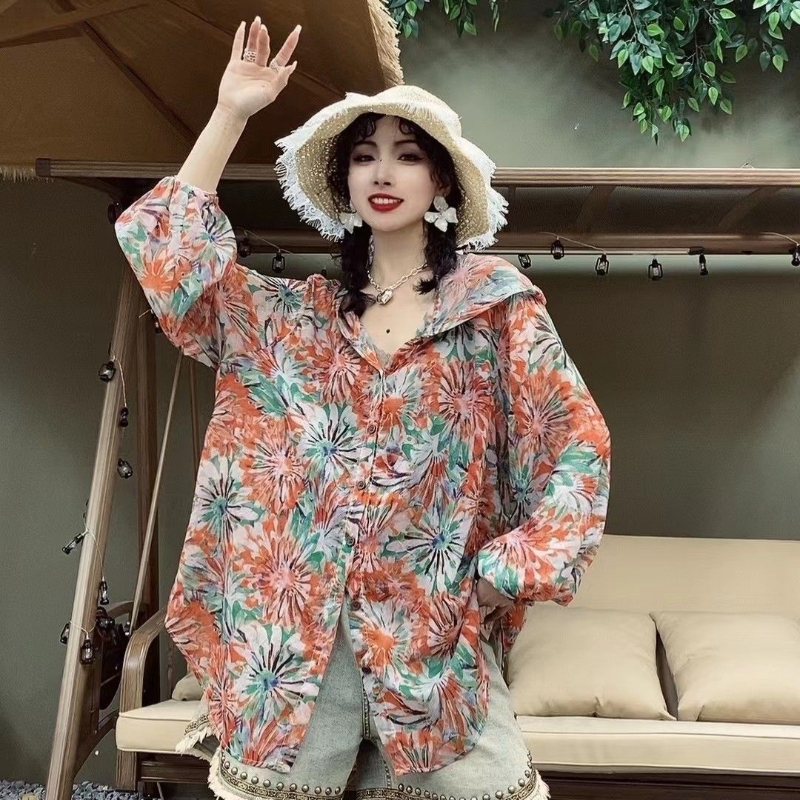 Women'S Fashion Designer Clothes - Trendy Floral Women's Fashion Hooded Sunscreen