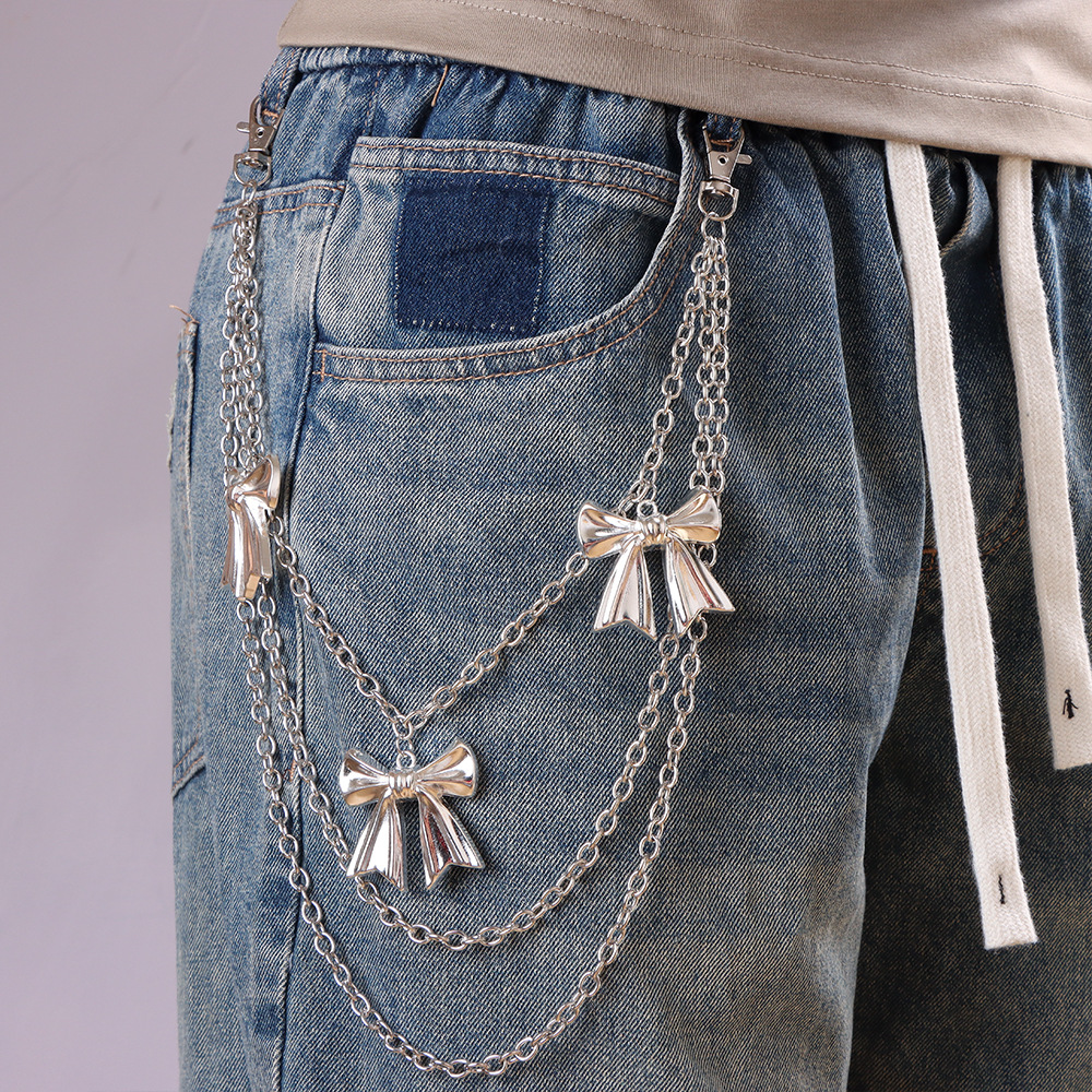 Women'S Fashion Layering - Fashionable Metal Multi-layered Bowknot Pendant Pant