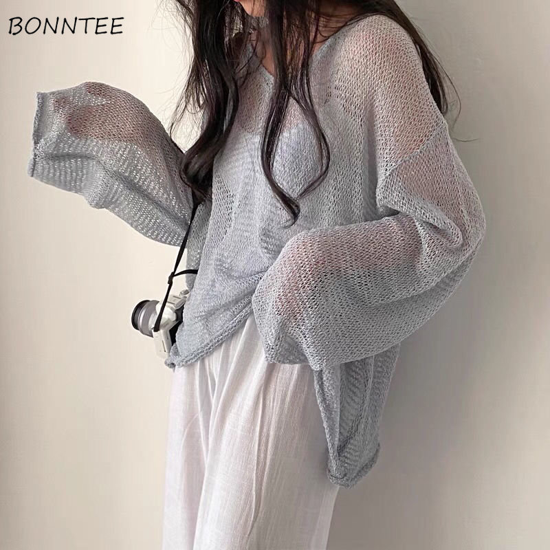 Women'S Fashion Designer Clothes - Thin Pullovers Women Knit Hollow Out