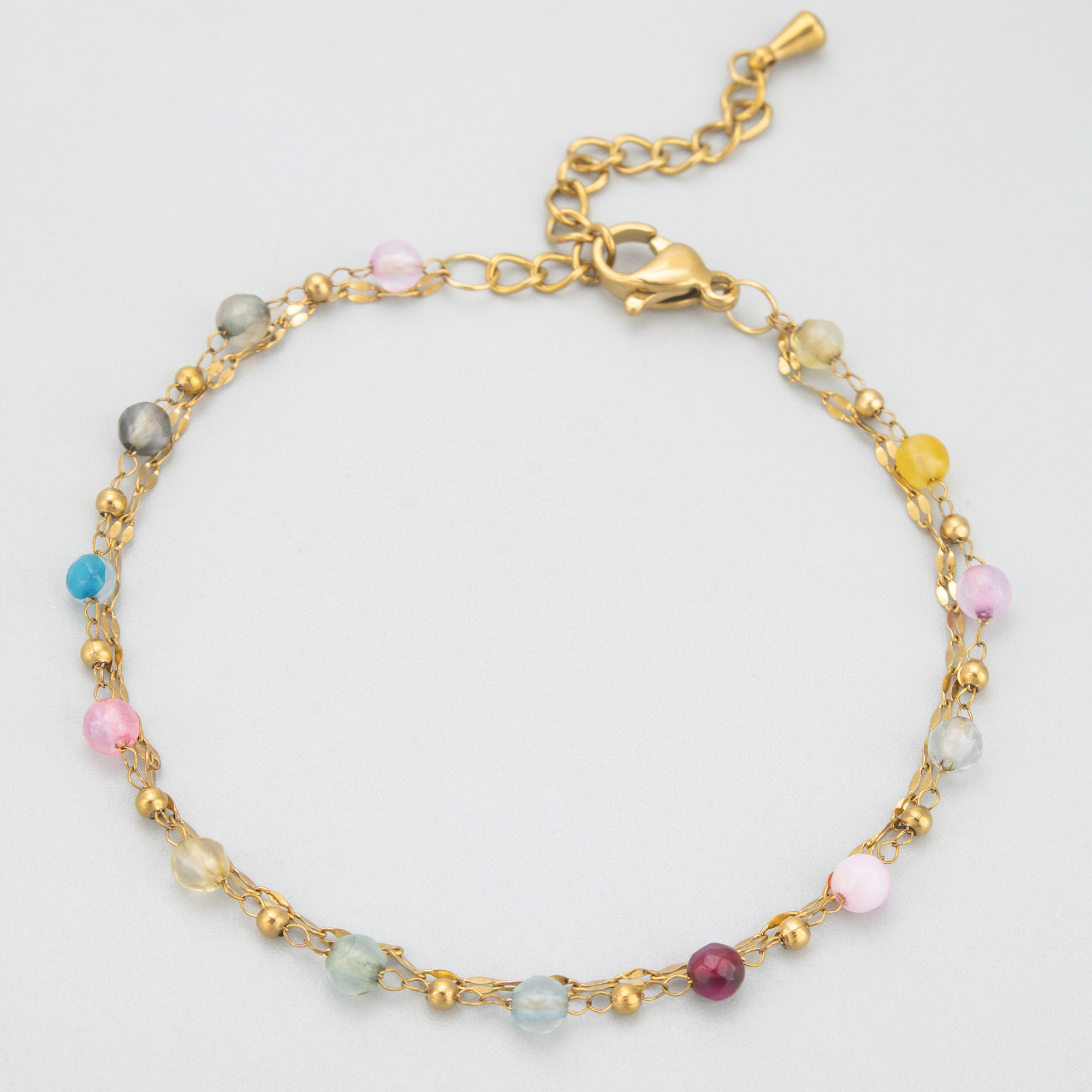 Women'S Fashion Layering - GUFEATHER,1piece/lot,MH53,Fashion Hand Made Bracelet,Stainless Steel,Natural Stones,Double-layered