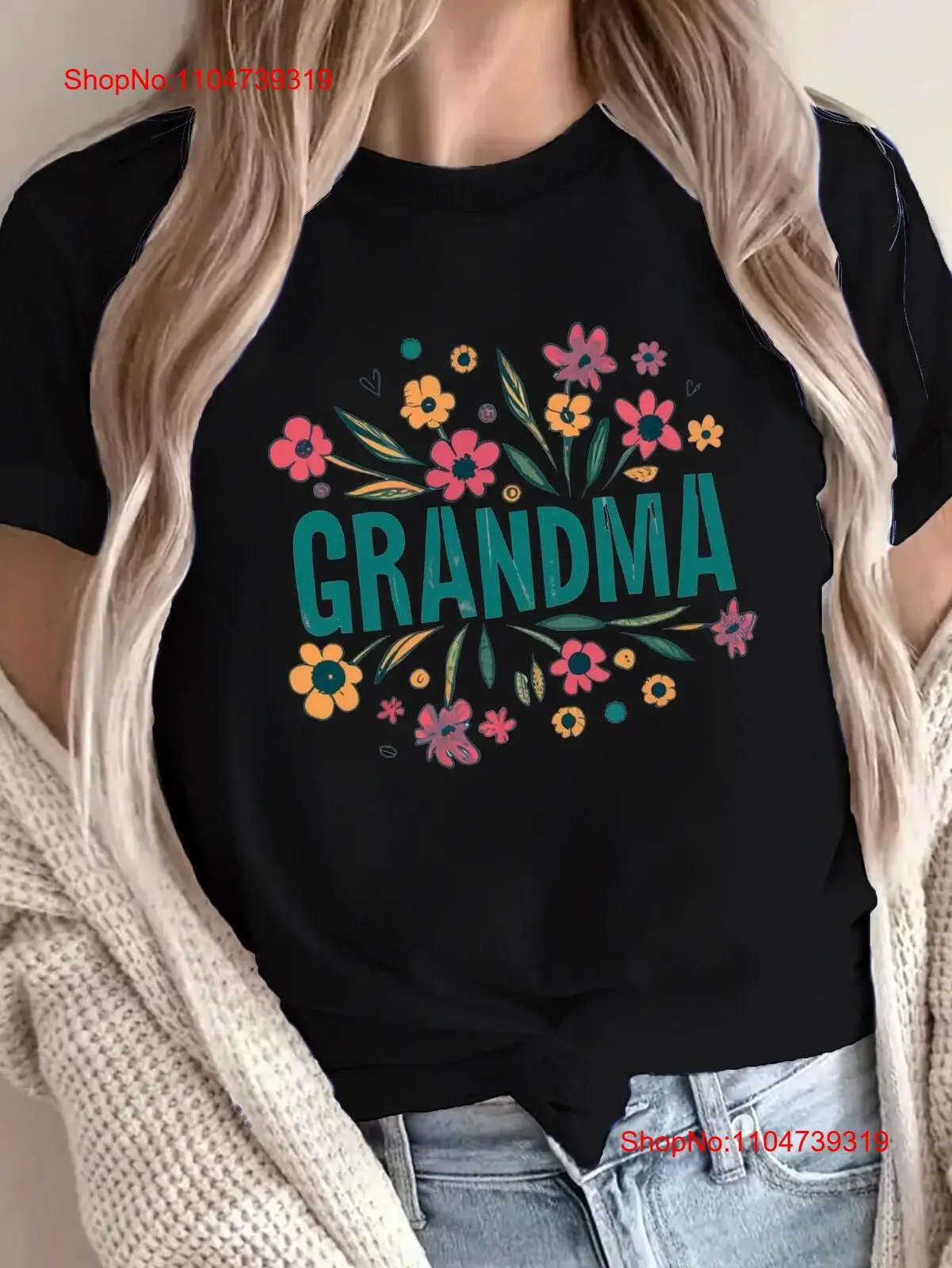 Women'S Fashion Graphic Tees - Funny Grandma Letter Print Crew Neck