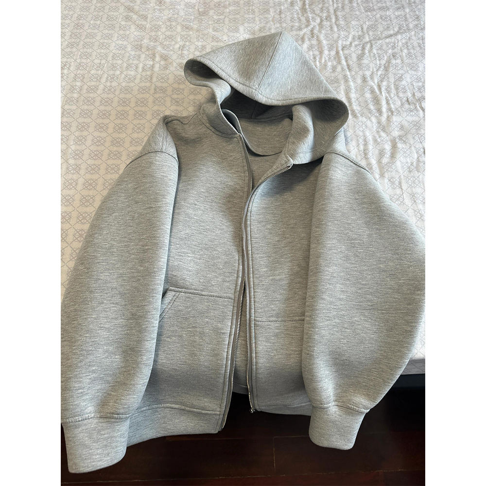 Women'S Fashion Zip Hoodie - Women's Grey Hooded Coat Solid Long