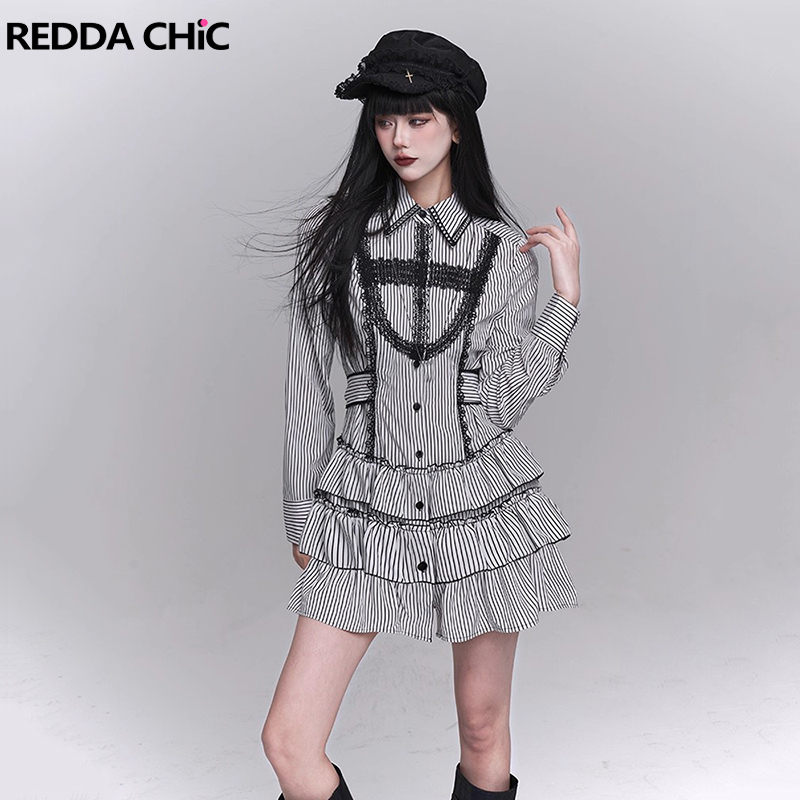 Belted Shirt Dress - REDDACHiC Striped Shirt Dress for Women