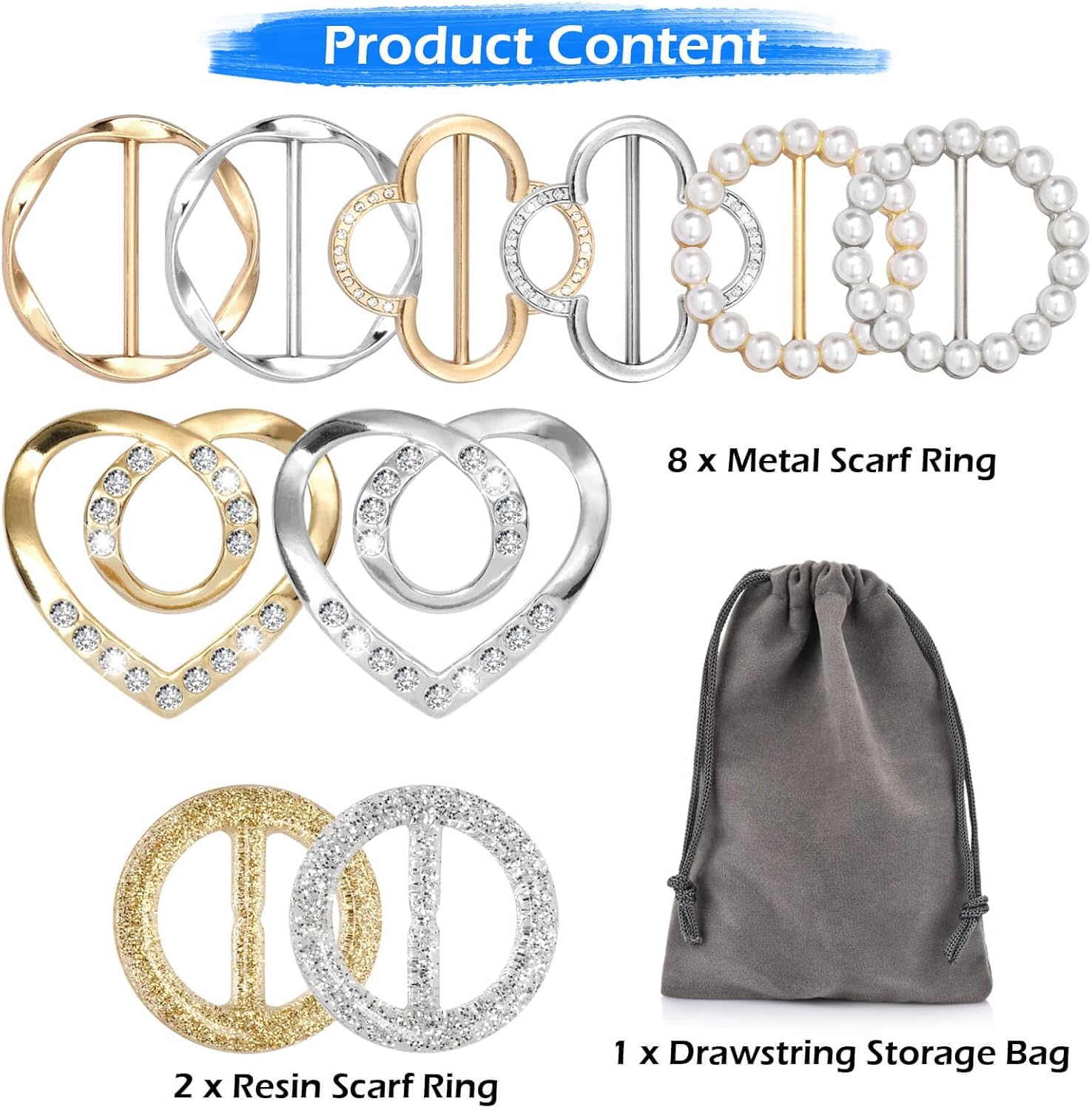 10Pcs Scarf Rings with Pearl & - Belted Shirt Dress review and price