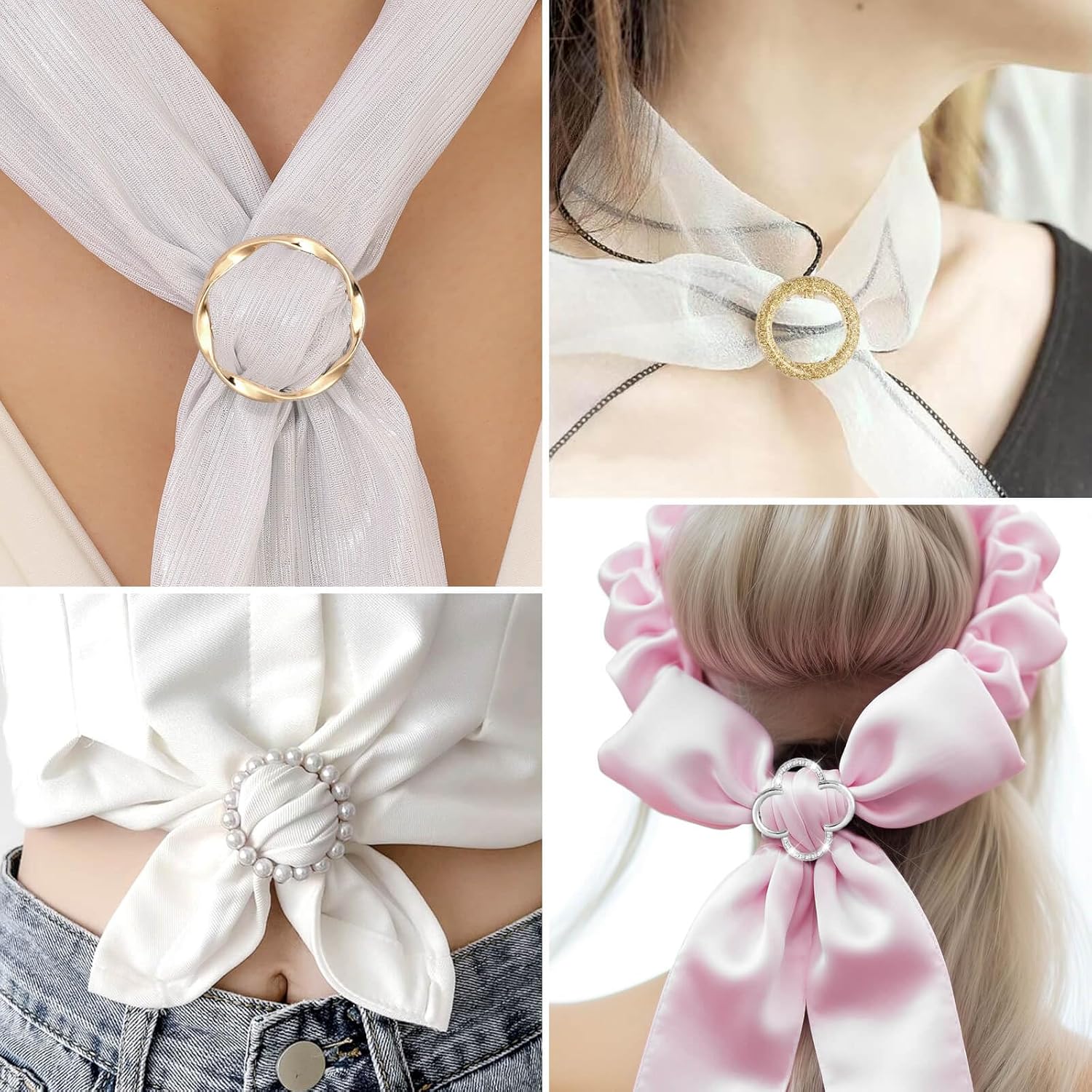 10Pcs Scarf Rings with Pearl & - Belted Shirt Dress review and price
