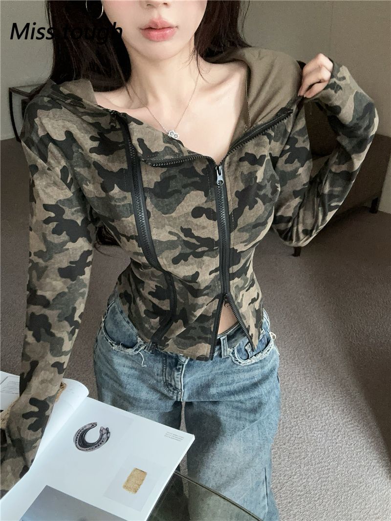 Women Camo Zip-up Hoodie Cropp - Women'S Fashion Zip Hoodie review and price