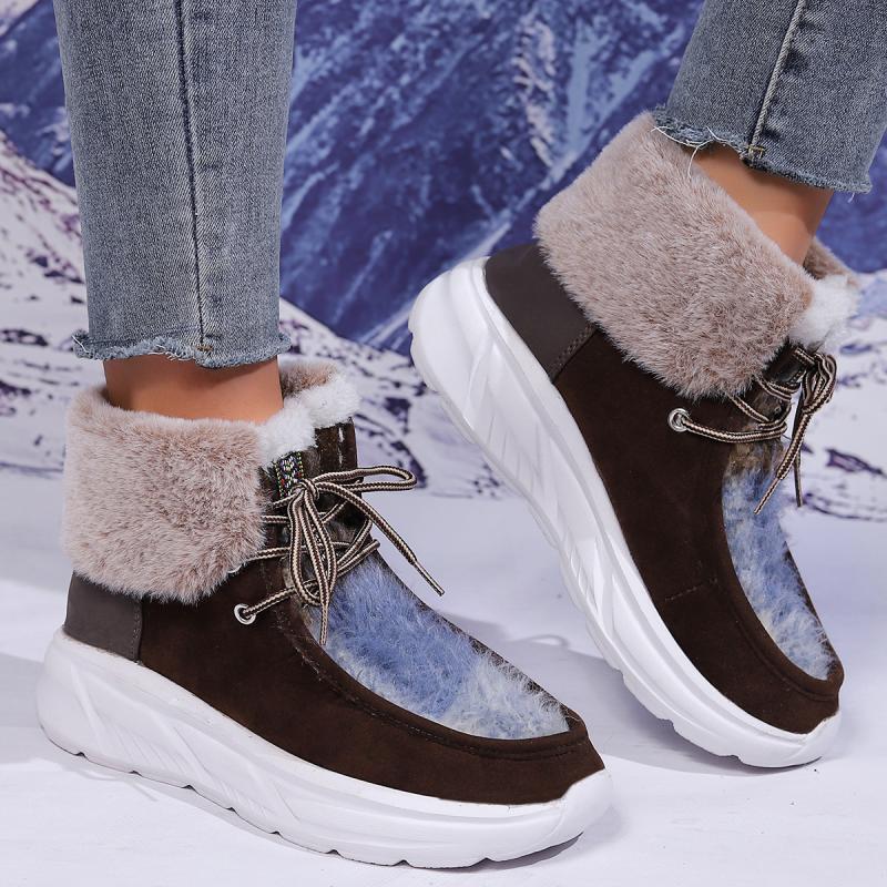 Fashion Faux Fur Lace Up Snow  - Women'S Fashion Hiking Boots review and price