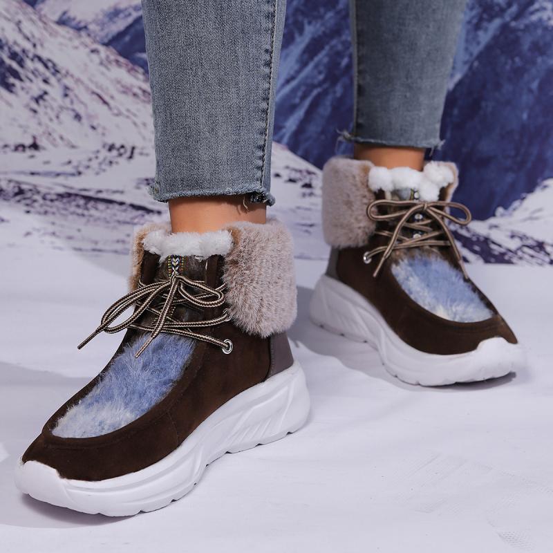 Fashion Faux Fur Lace Up Snow  - Women'S Fashion Hiking Boots review and price