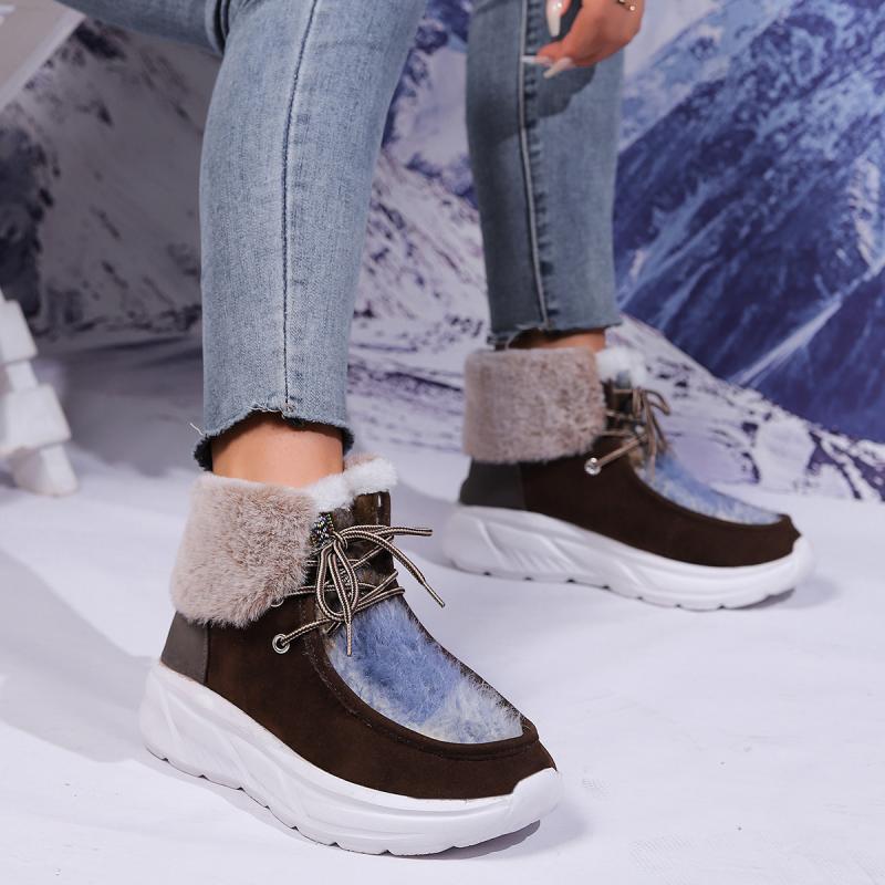 Fashion Faux Fur Lace Up Snow  - Women'S Fashion Hiking Boots review and price