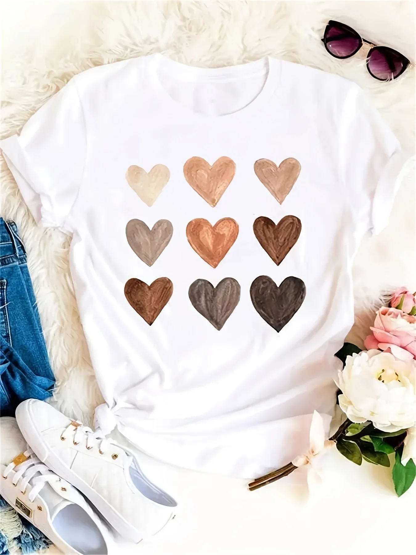 Plus Size Women Tee Heart Grap - Women'S Fashion Graphic Tees review and price