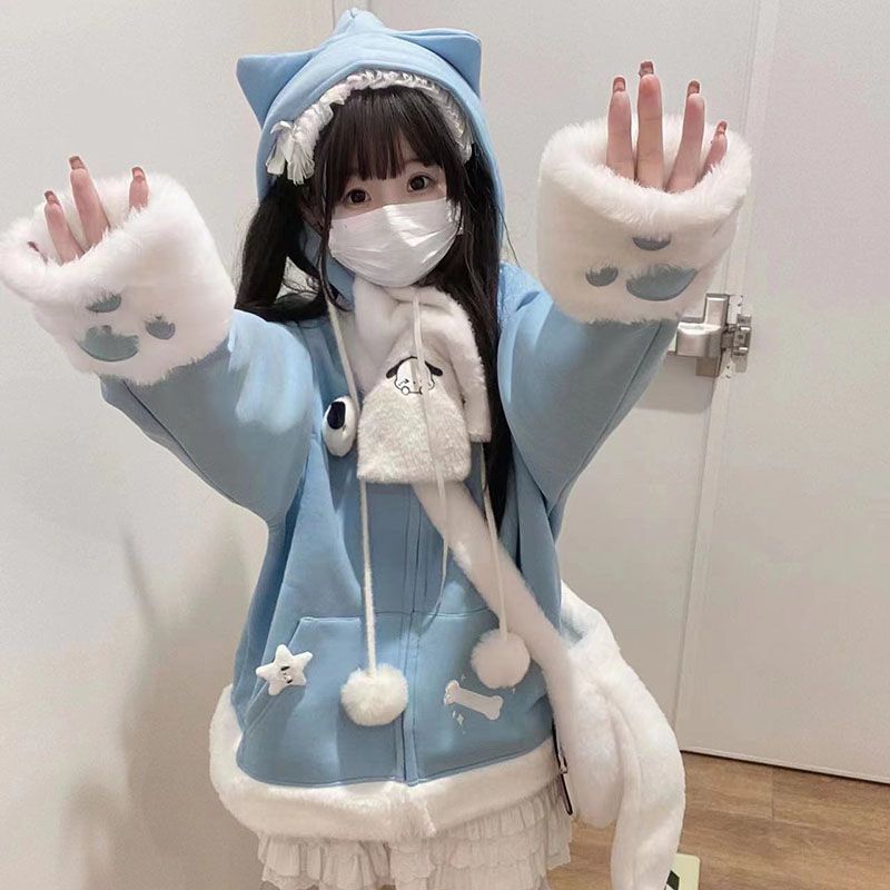 Japanese Cute Anime Embroidery - Women'S Fashion Zip Hoodie review and price