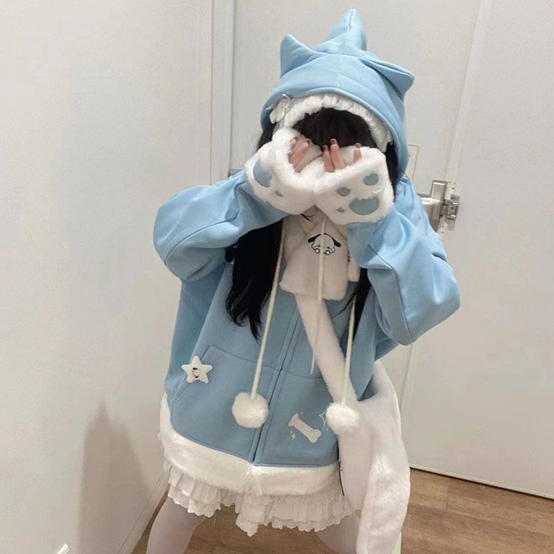 Japanese Cute Anime Embroidery - Women'S Fashion Zip Hoodie review and price