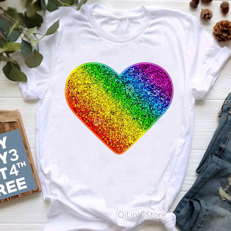 Rainbow Heart Print Lgbt T Shi - Women'S Fashion From The 90S review and price