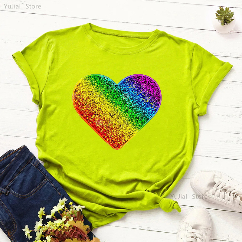 Rainbow Heart Print Lgbt T Shi - Women'S Fashion From The 90S review and price