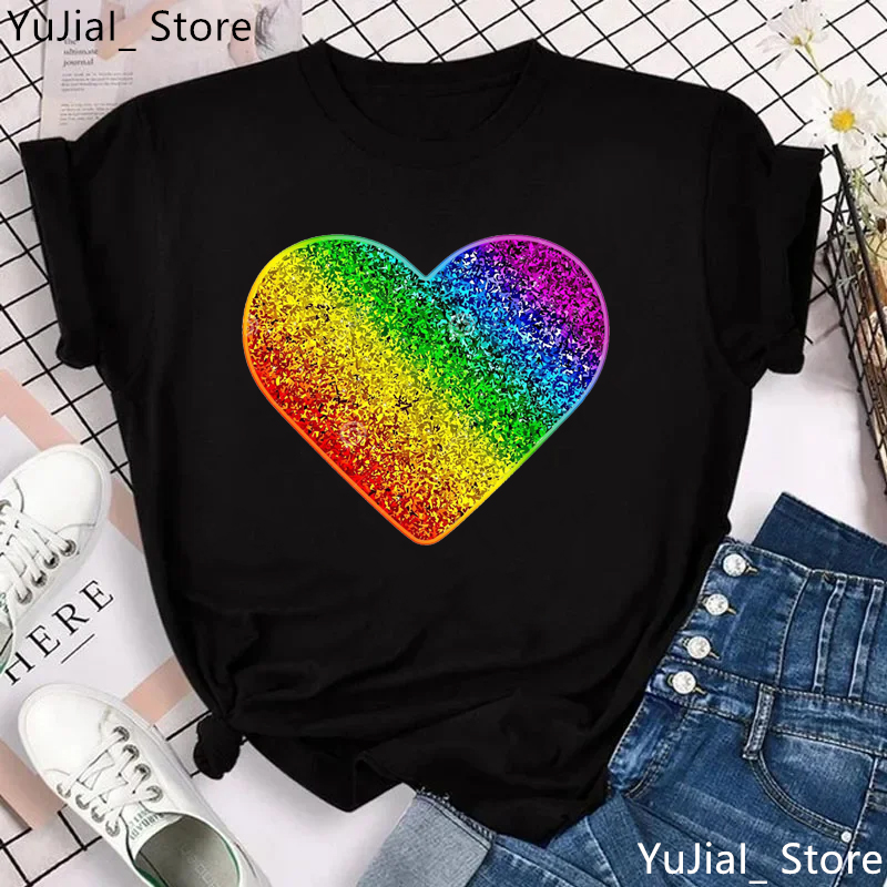 Rainbow Heart Print Lgbt T Shi - Women'S Fashion From The 90S review and price