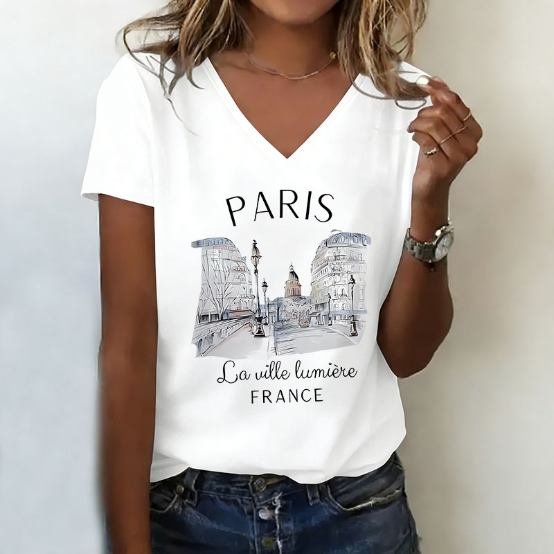 Vintage Paris T-shirt V Neck C - Women'S Fashion Paris review and price