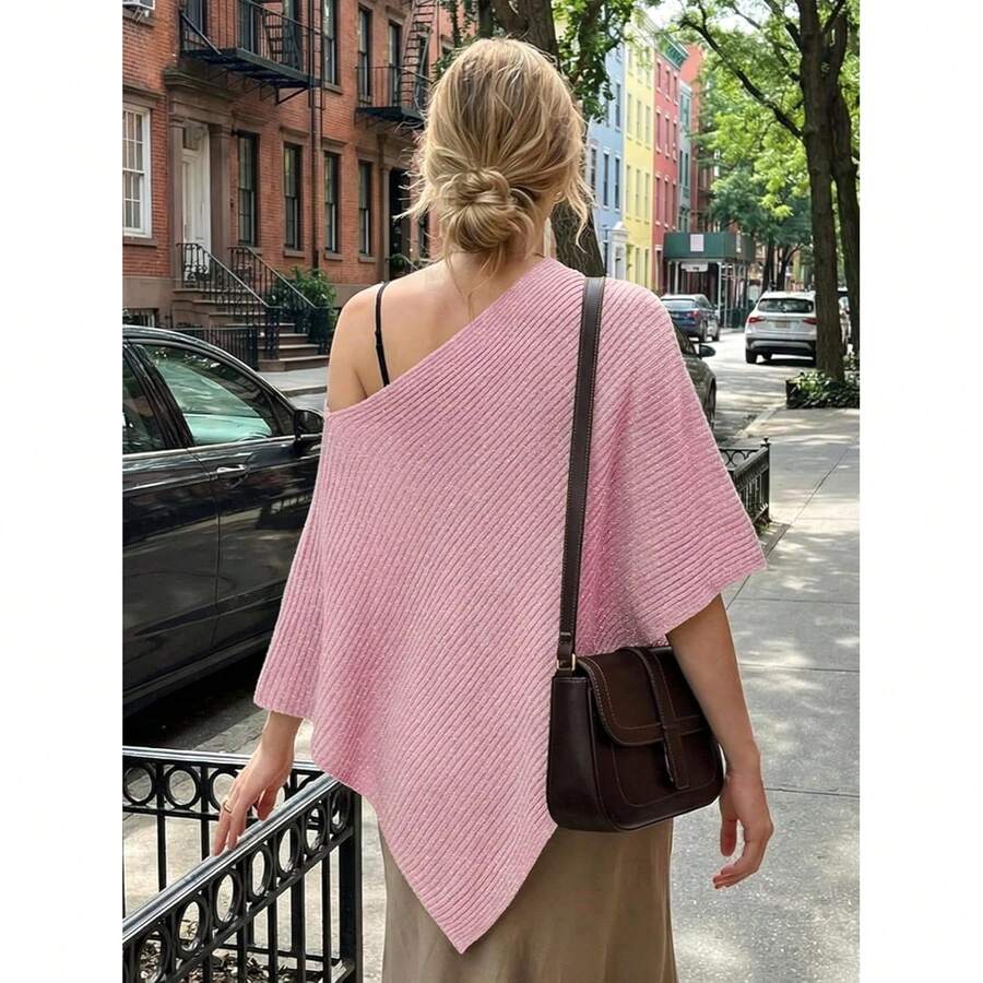 Off Shoulder Asymmetric Knit P - Women'S Fashion Poncho review and price