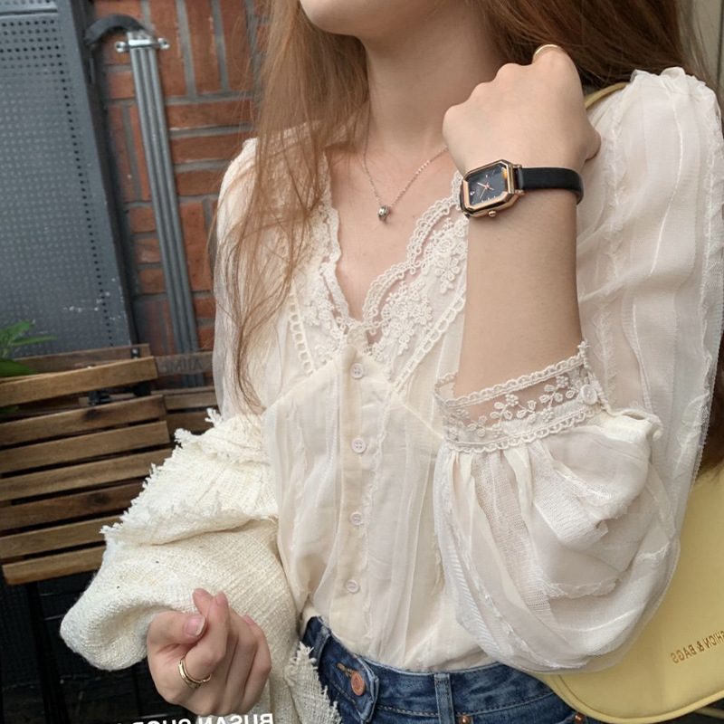 Shirts Women Lace Patchwork Fa - Women'S Fashion Designer Clothes review and price