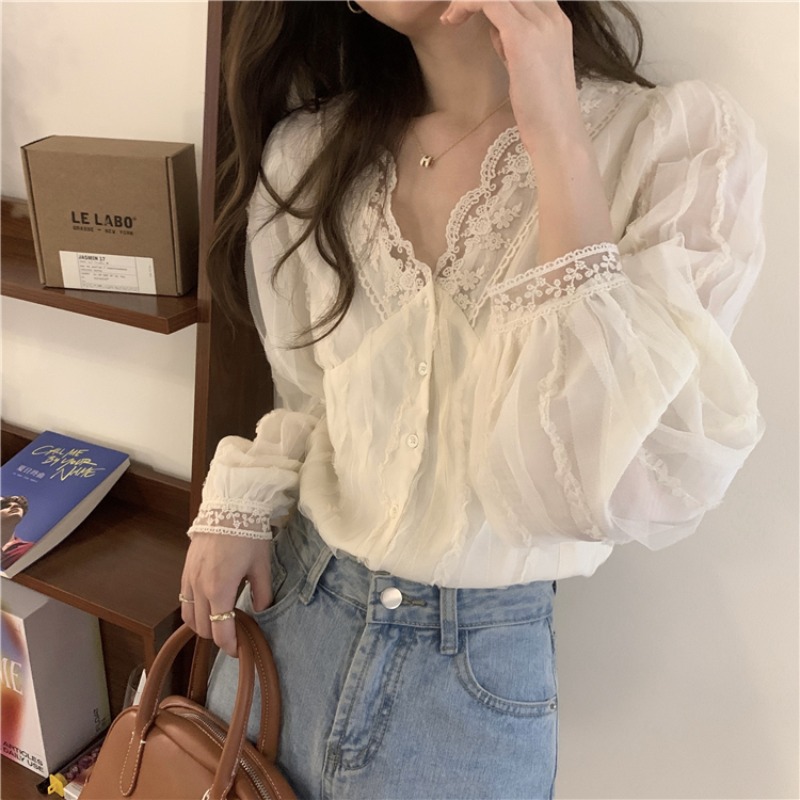 Shirts Women Lace Patchwork Fa - Women'S Fashion Designer Clothes review and price