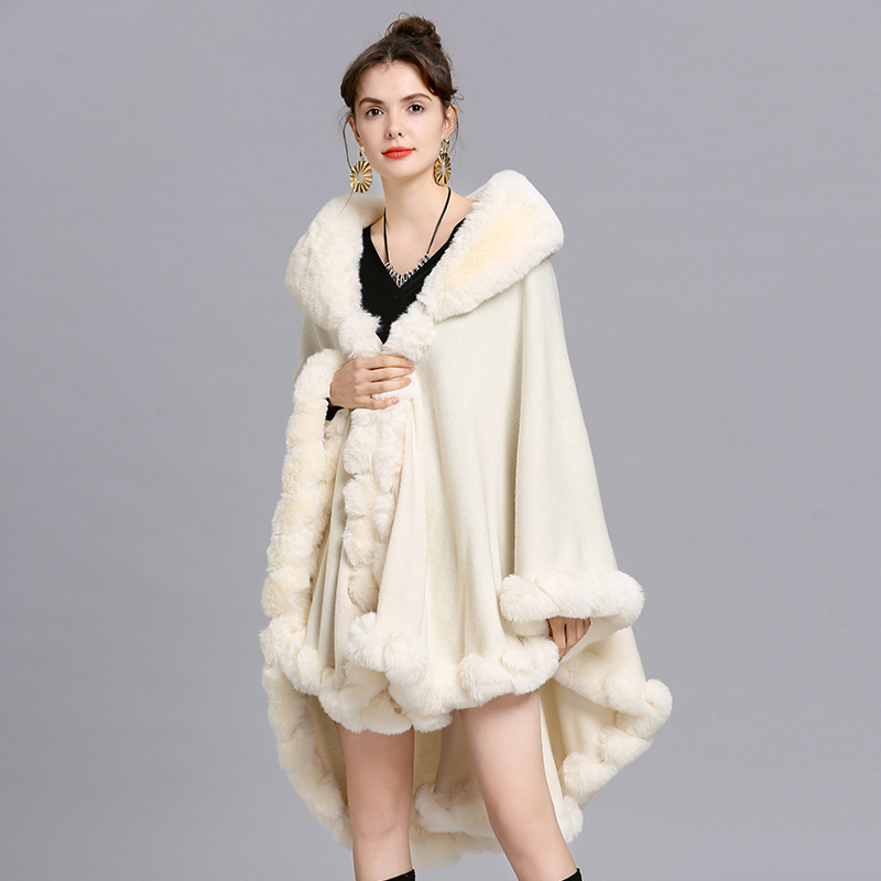 Oversize Winter Big Faux Rabbi - Women'S Fashion Poncho review and price