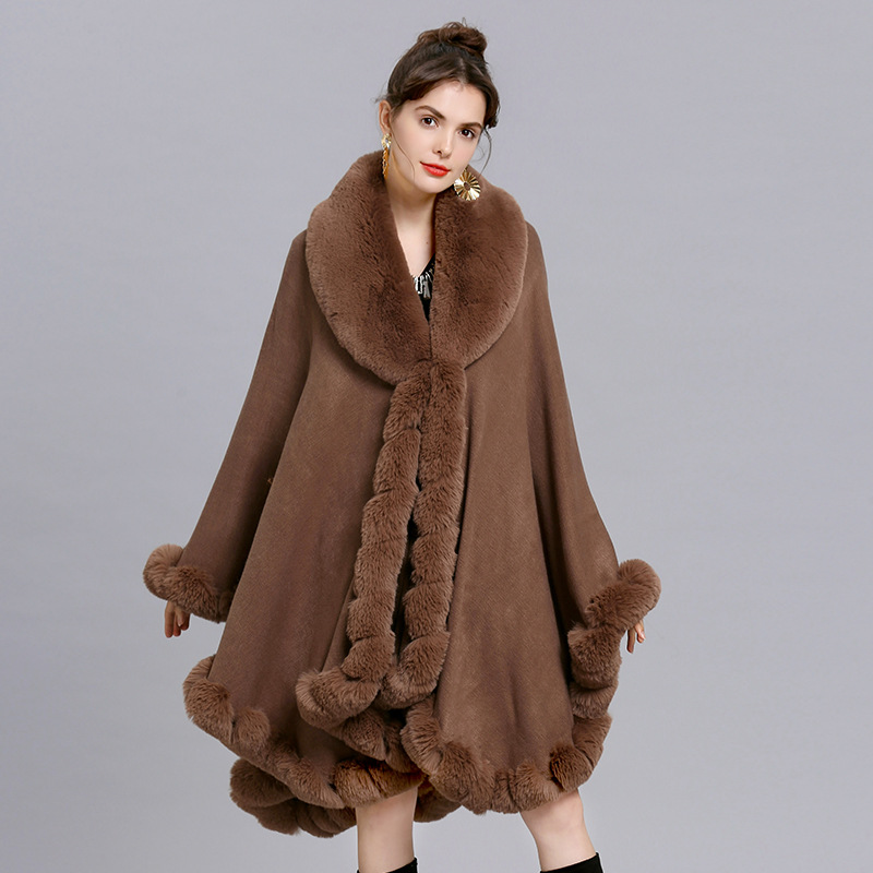 Oversize Winter Big Faux Rabbi - Women'S Fashion Poncho review and price