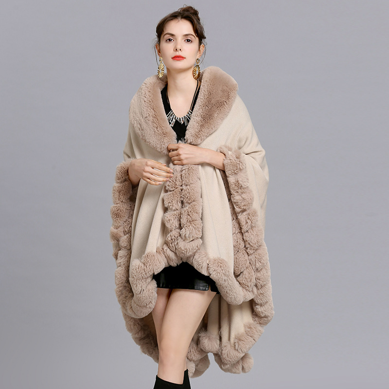 Oversize Winter Big Faux Rabbi - Women'S Fashion Poncho review and price