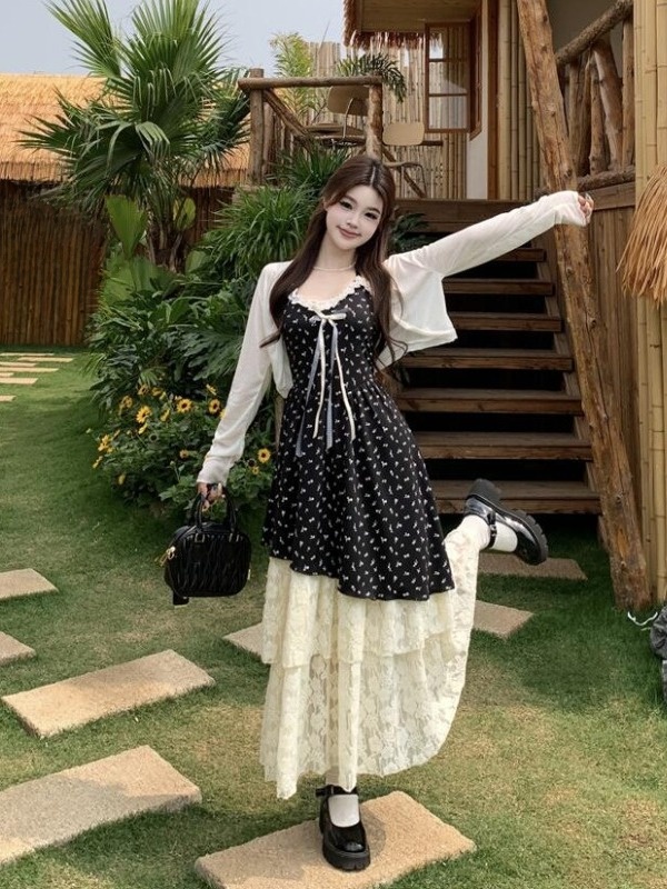 plus Size Floral Lace Trim  Kn - Belted Shirt Dress review and price